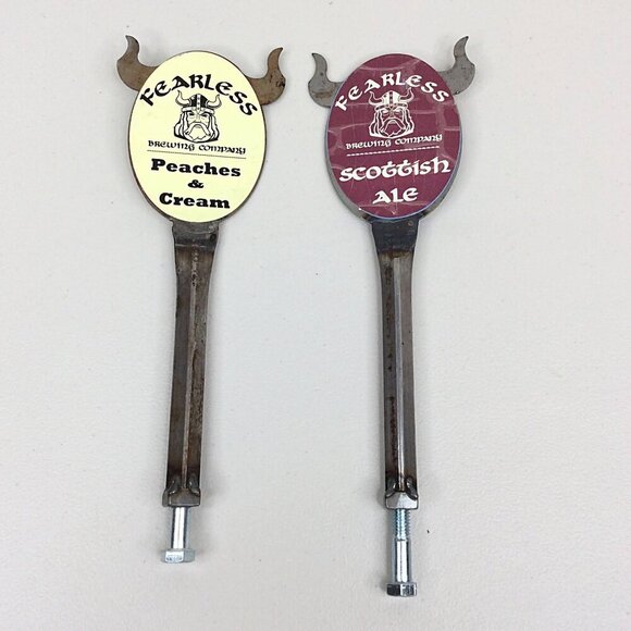 Lot 2 Fearless Brewing Company Beer Tap Handles Scottish Ale Quaff Peaches Cream - Picture 1 of 6